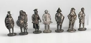 Vintage Ferrero Kinder Surprise Case Metal Soldier Figurines Lot of 7